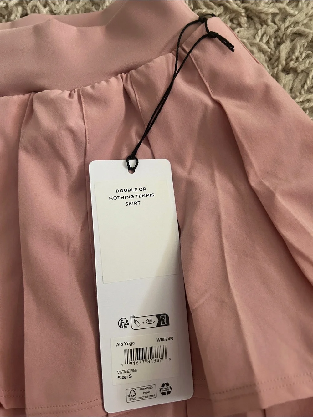 ALO Yoga Vintage Pink Pleated Skater Skirt Small